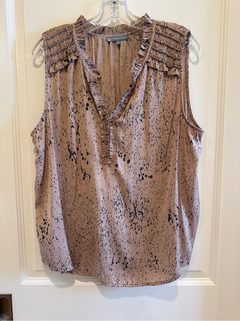 Wit & Wisdom Split Neck Ruffle Blouse